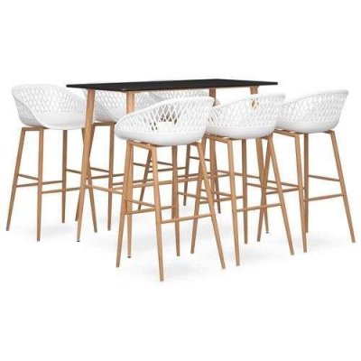 Vidaxl - Ensemble de bar 7 pcs Noir et blanc