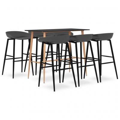 Vidaxl ensemble de bar 7 pcs noir et gris
