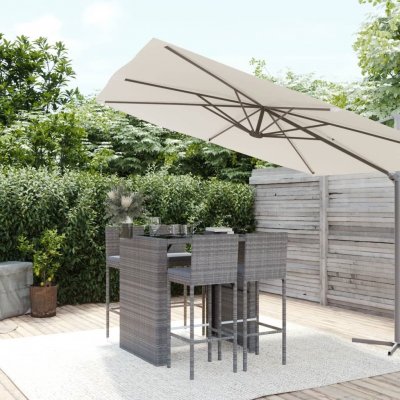 Vidaxl - Ensemble de bar de jardin 5 pcs avec coussins gris poly rotin