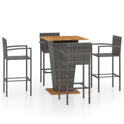 Vidaxl ensemble de bar de jardin 5 pcs gris