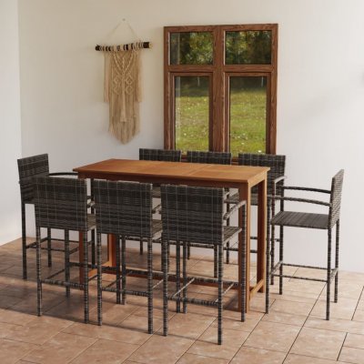 Vidaxl ensemble de bar de jardin 9 pcs gris