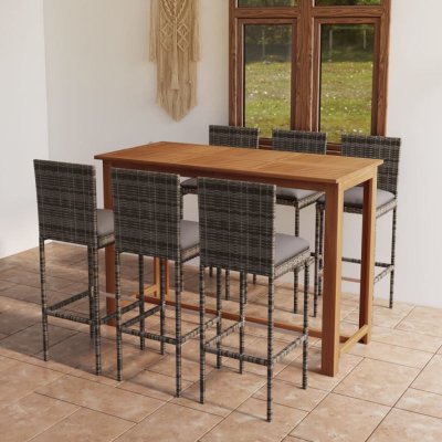 Vidaxl ensemble de bar de jardin avec coussins 7 pcs gris