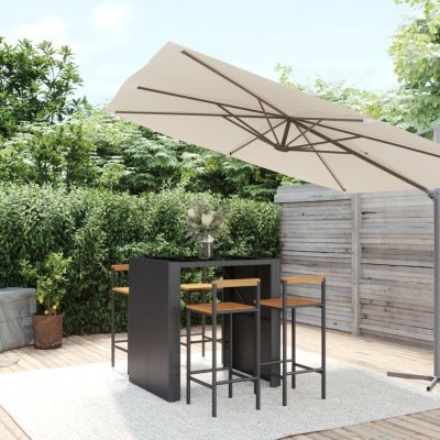 Vidaxl Ensemble De Bar Jardin 5 Pcs Noir Poly Rotin/Bois Massif Acacia