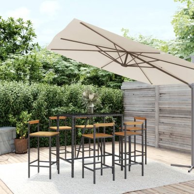vidaXL Ensemble de bar jardin 7 pcs Noir