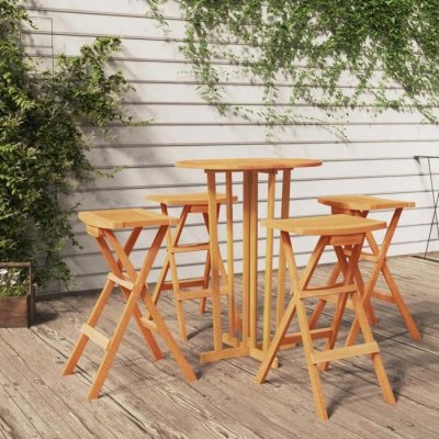Vidaxl ensemble de bar pliable 5 pcs bois de teck massif
