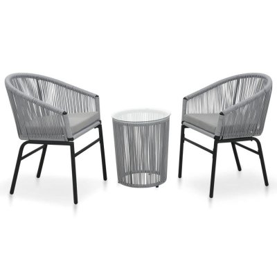 VIDAXL  Ensemble De Bistro 3 Pcs Avec Coussins Rotin Pvc Anthracite