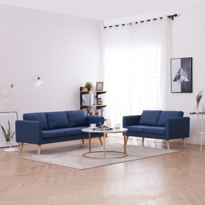 VIDAXL  - Ensemble de canap&eacute; 2 pcs Tissu Bleu Blue