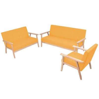 VIDAXL  - Ensemble de canap&eacute; 3 pcs Tissu jaune Yellow