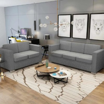 VIDAXL  - Ensemble de canap&eacute;s deux pi&egrave;ces Tissu Gris clair Light grey