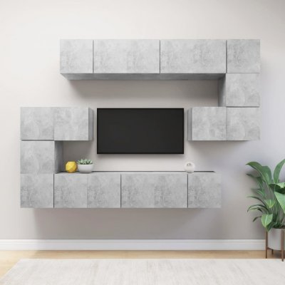 VIDAXL  ensemble de meuble tv 10 pcs gris b&eacute;ton agglom&eacute;r&eacute;