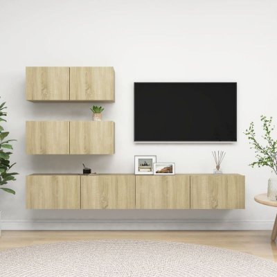 VIDAXL  ensemble de meuble tv 4 pcs ch&ecirc;ne sonoma agglom&eacute;r&eacute;