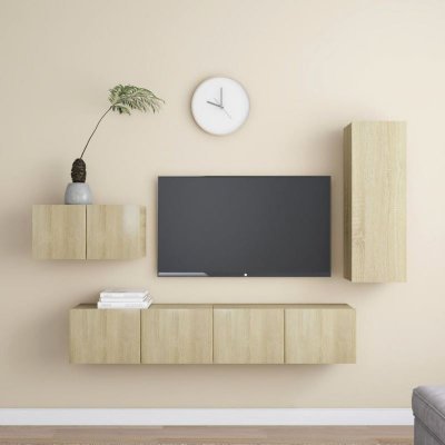VIDAXL  Ensemble De Meuble Tv 4 Pcs Ch&ecirc;ne Sonoma Bois D'ing&eacute;nierie