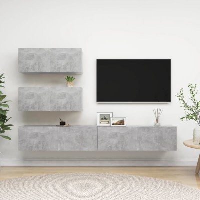 VIDAXL  - Ensemble de meuble tv 4 pcs Gris b&eacute;ton Agglom&eacute;r&eacute;