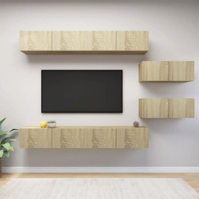 VIDAXL  ensemble de meuble tv 6 pcs ch&ecirc;ne sonoma agglom&eacute;r&eacute;
