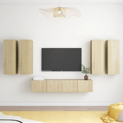 VIDAXL  Ensemble de meuble TV 6 pcs Ch&ecirc;ne sonoma Bois d'ing&eacute;nierie