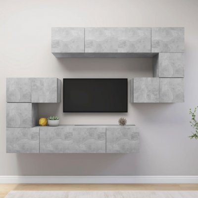 VIDAXL  ensemble de meuble tv 8 pcs gris b&eacute;ton agglom&eacute;r&eacute;