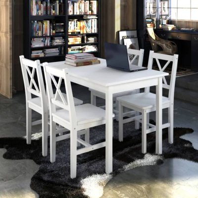 Vidaxl - Ensemble de salle &agrave; manger 5 pcs Blanc Blanc