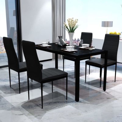 Vidaxl - Ensemble de table pour salle &agrave; manger cinq pi&egrave;ces noir Noir