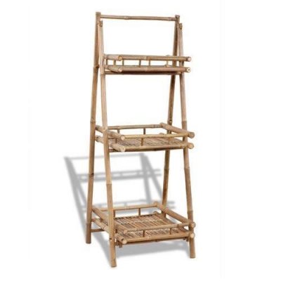 VIDAXL  &eacute;tag&egrave;re &agrave; plantes pliable 3 niveaux bambou 41493