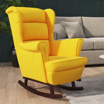 VIDAXL  - Fauteuil &agrave; bascule pieds en bois massif d'h&eacute;v&eacute;a Jaune Velours