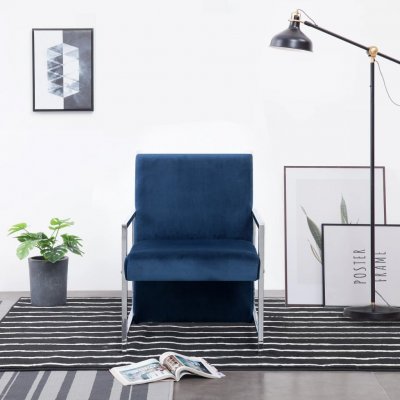 VIDAXL  fauteuil avec pieds en chrome bleu velours 282160