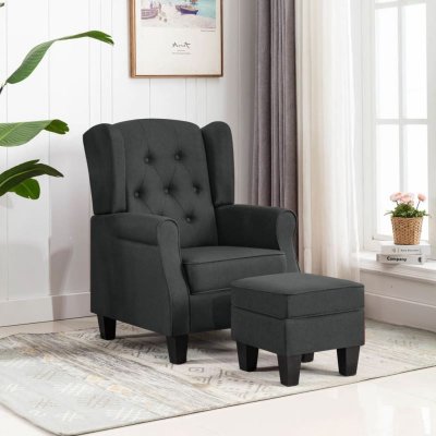 VIDAXL  fauteuil avec repose-pied gris fonc&eacute; tissu 320152