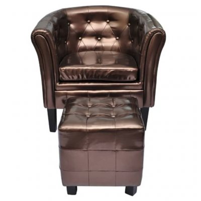 VIDAXL  fauteuil avec repose-pied marron similicuir 60707
