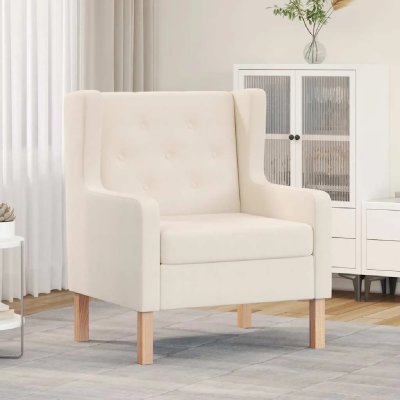 VIDAXL  fauteuil blanc cr&egrave;me tissu 245449