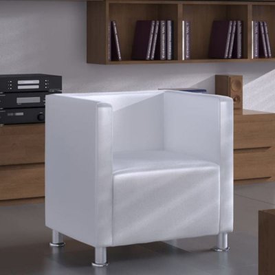 VIDAXL  fauteuil cube blanc similicuir 240069