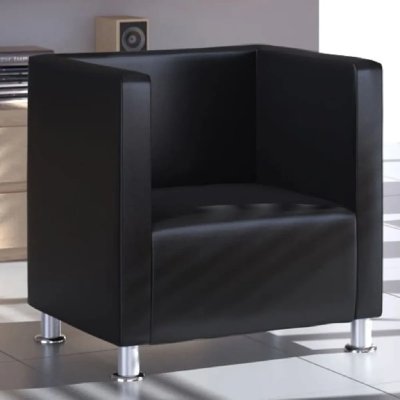 VIDAXL  fauteuil cube noir similicuir 240068