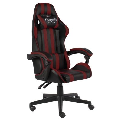 VIDAXL  fauteuil de jeux vid&eacute;o noir et rouge bordeaux similicuir 20525