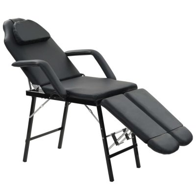 VIDAXL  Fauteuil de Massage Traitement Facial Simili-Cuir Noir Lit de Massage