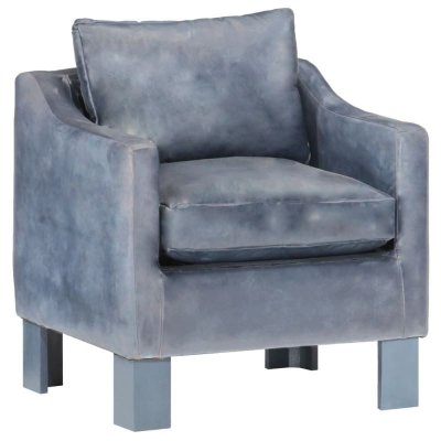 VIDAXL  fauteuil gris cuir v&eacute;ritable 286957