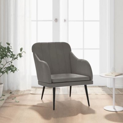 VIDAXL  fauteuil gris fonc&eacute; 63x76x80 cm velours