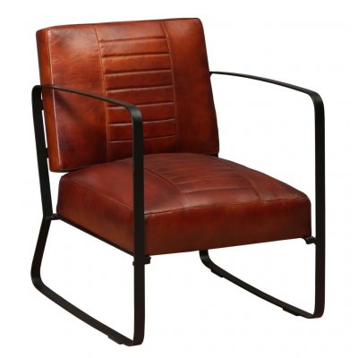 VIDAXL  fauteuil marron cuir v&eacute;ritable 244629