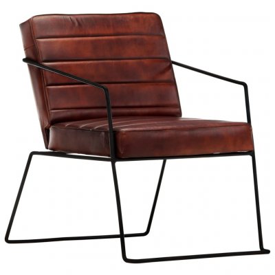 VIDAXL  fauteuil marron fonc&eacute; cuir v&eacute;ritable 284412