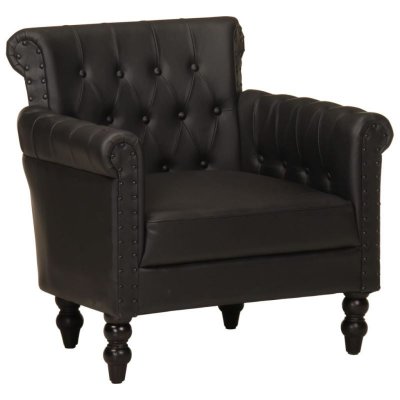 VIDAXL  fauteuil noir cuir de ch&egrave;vre v&eacute;ritable 288288