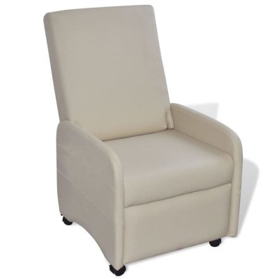 VIDAXL  - Fauteuil pliable Cr&egrave;me Similicuir Cr&egrave;me