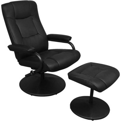 VIDAXL  - Fauteuil tv avec repose-pied Noir Similicuir Noir