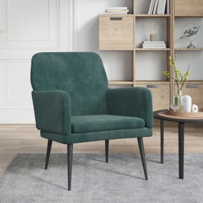 VIDAXL  fauteuil vert fonc&eacute; 62x79x79 cm velours