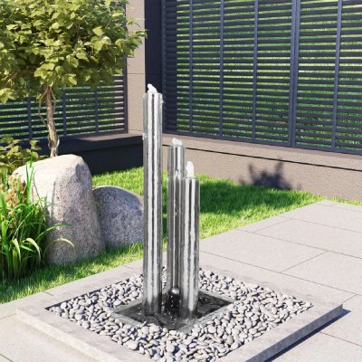 VIDAXL  Fontaine de jardin en acier inoxydable Argent&eacute; 48 x 34 x 88 cm