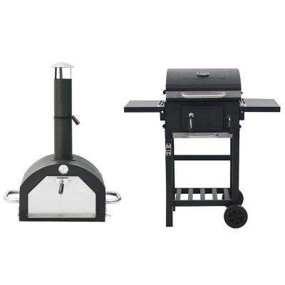 VIDAXL  - Four &agrave; pizza et barbecue d'ext&eacute;rieur 3 en 1 Noir Noir