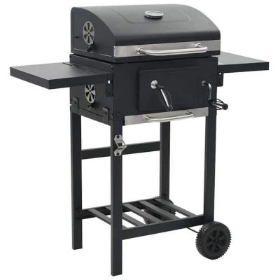 VIDAXL  Gril de barbecue au charbon de bois et &eacute;tag&egrave;re inf&eacute;rieure Noir 