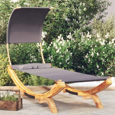 VIDAXL  hamac avec auvent 100x200x126 cm bois courb&eacute; massif anthracite