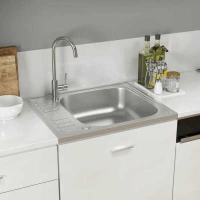 VIDAXL  jeu d'&eacute;vier de cuisine et &eacute;gouttoir argent&eacute; 500x600x155 mm inox