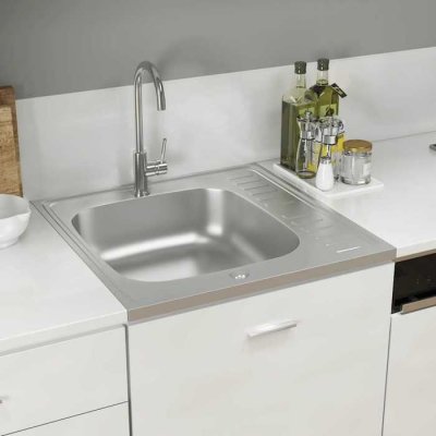 VIDAXL  jeu d'&eacute;vier de cuisine et &eacute;gouttoir argent&eacute; 600x600x155 mm inox