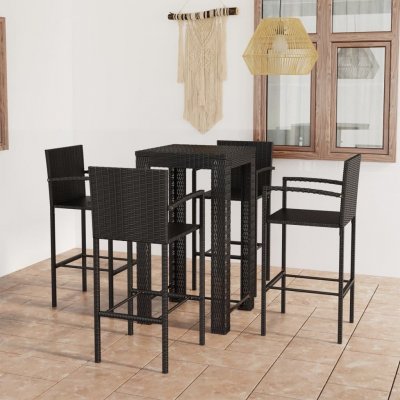 Vidaxl jeu de bar de jardin 5 pcs avec accoudoirs r&eacute;sine tress&eacute;e noir