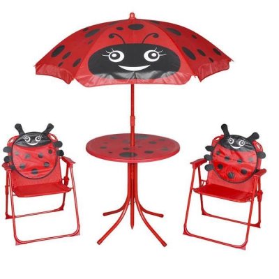 VIDAXL  - Jeu de bistro avec parasol pour enfants 3 pcs Rouge Red