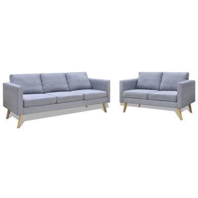 VIDAXL  jeu de canap&eacute; &agrave; 2 places et &agrave; 3 places tissu gris clair 272193