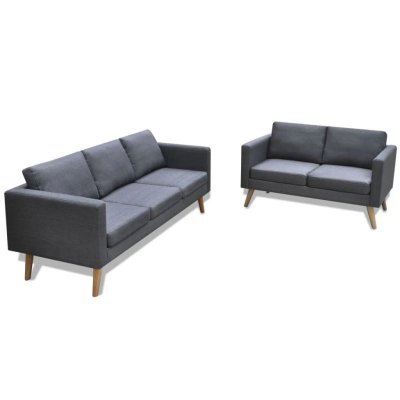 VIDAXL  jeu de canap&eacute; &agrave; 2 places et &agrave; 3 places tissu gris fonc&eacute; 272194